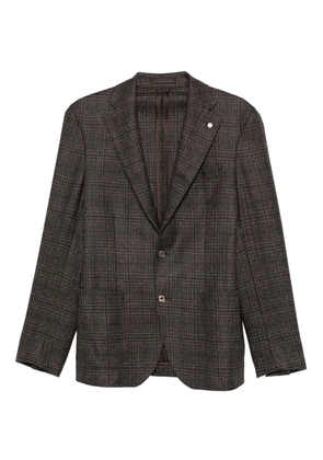 LUIGI BIANCHI MANTOVA checked single-breasted blazer - Brown