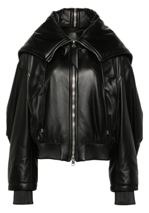 The Attico padded leather bomber jacket - Black