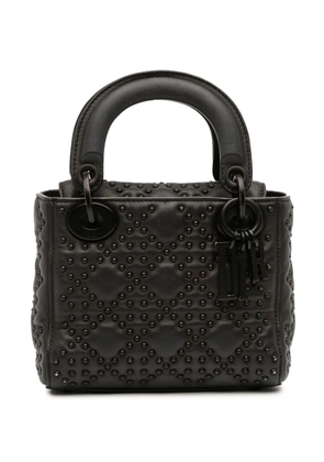 Christian Dior Pre-Owned 2018 Mini Ultra Matte Calfskin Cannage Studded Supple Lady Dior satchel - Black