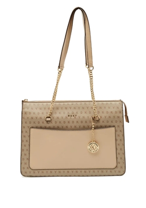 DKNY Monogram logo-plaque tote bag - Neutrals