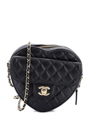 CHANEL Pre-Owned CC in Love Heart Bag Quilted Lambskin crossbody bag - Black