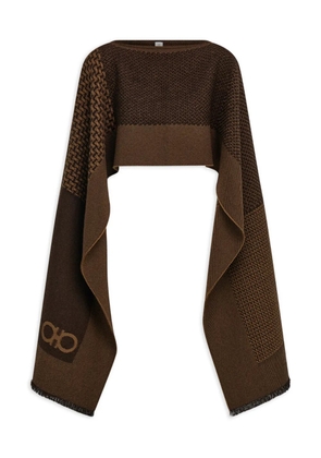 Ferragamo jacquard patchwork cape - Brown