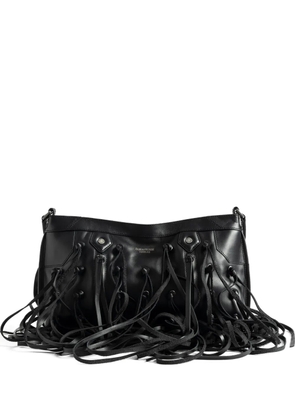 Zadig&Voltaire leather-fringe clutch bag - Black