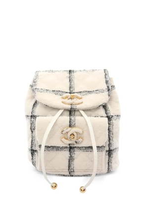 CHANEL Pre-Owned 2021 coco mark tweed backpack - Neutrals
