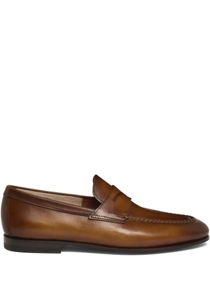 Santoni leather penny loafers - Brown