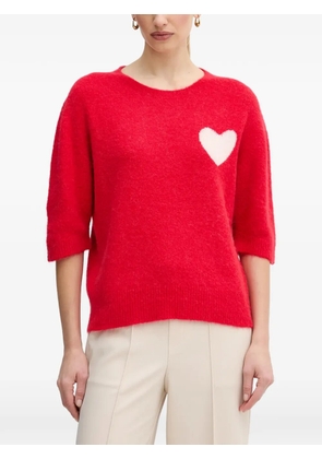 OUI heart-design crew-neck sweater - Red