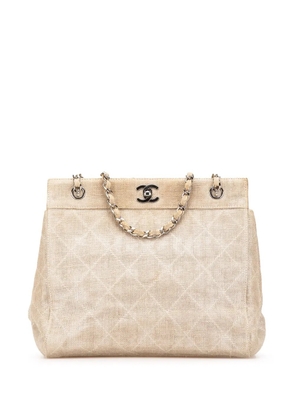 CHANEL Pre-Owned 1997-1999 CC Stitched Linen Chain tote bag - Brown