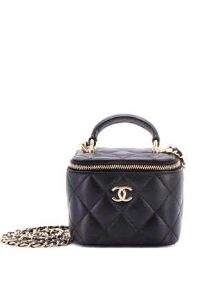 CHANEL Pre-Owned Classic Top Handle Vanity Case with Chain Quilted Lambskin Mini crossbody bag - Black