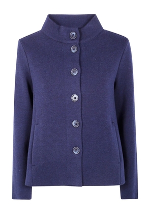 anne claire high-neck wool jacket - Blue