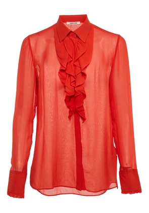 Roberto Cavalli ruffled long-sleeve shirt - Red