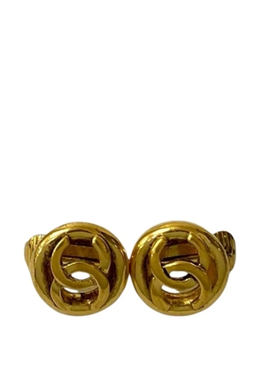 CHANEL Pre-Owned 1970-1980 CC Gold Plated Round Clip On Earrings costume earrings