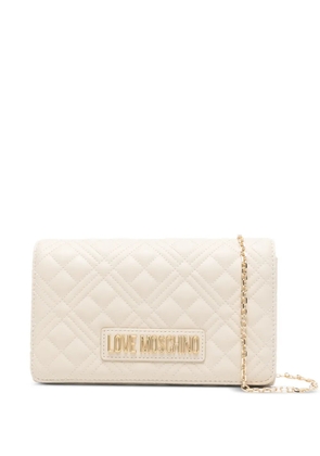 Love Moschino quilted chain clutch bag - Neutrals