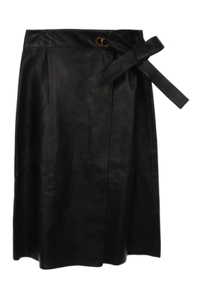 Christian Dior Pre-Owned 2010s D-buckle leather midi skirt - Black