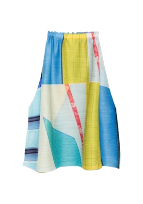 Pleats Please Issey Miyake collage pleated midi skirt - Blue