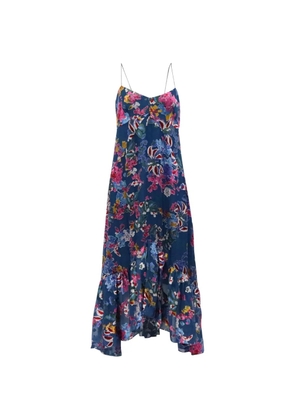 Saloni floral-print midi dress - Blue