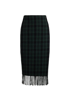 Polo Ralph Lauren fringed check midi skirt - Green