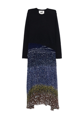mii crew-neck printed midi dress - Black