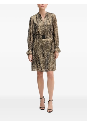 Marc Aurel snake-print belted mini dress - Neutrals