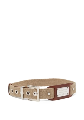 Dolce & Gabbana Pre-Owned logo-plaque canvas belt - Neutrals