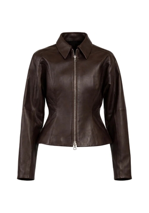 The Sei collared leather jacket - Brown