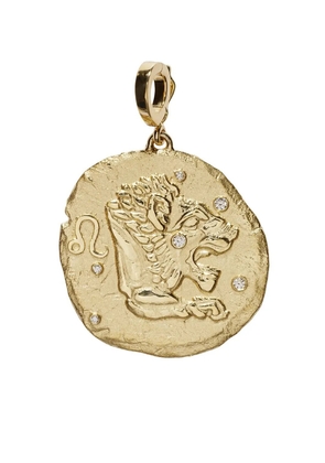 Azlee 18K yellow gold Of The Stars Leo diamond coin charm