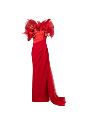 Gaby Charbachy ruffled train maxi dress - Red
