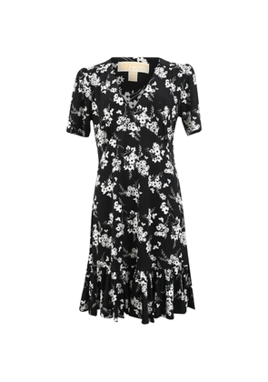 Michael Kors Vintage floral-print wrap mini dress - Black