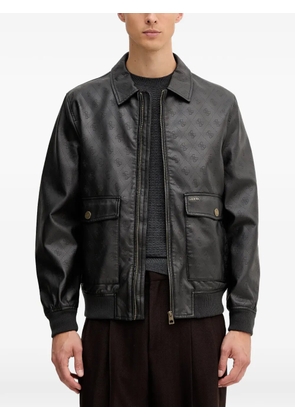 GUESS USA Monogram faux-leather bomber jacket - Black