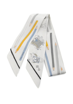 Hermès Pre-Owned 2010s A Vos Crayons ribbon scarf - White