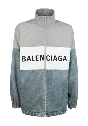 Balenciaga logo-printed colour-block jacket - Grey