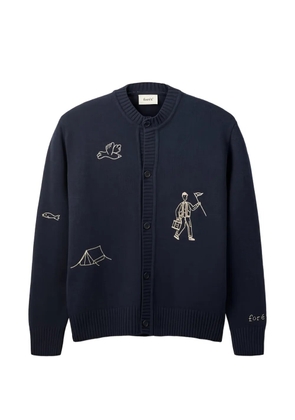 Foret bird-embroidery cardigan - Blue