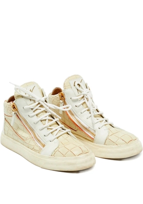 Giuseppe Zanotti Vintage Kriss embossed-leather high-top sneakers - Neutrals