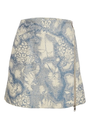 GANNI jacquard zip mini skirt - Neutrals