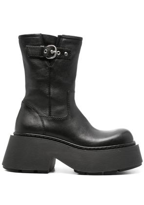 Vic Matie leather platform combat boots - Black