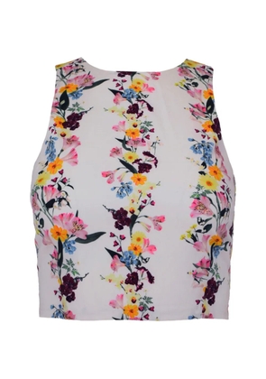 AZEEZA Lina floral-print poplin top - White