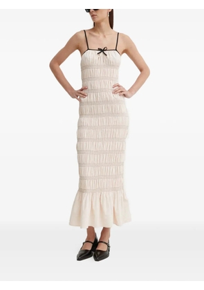 Résumé Beaurs shirred ruffle midi dress - Neutrals