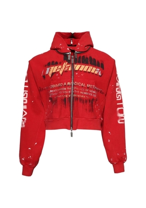 RRR123 radical rose zip-up hooded jacket - Red