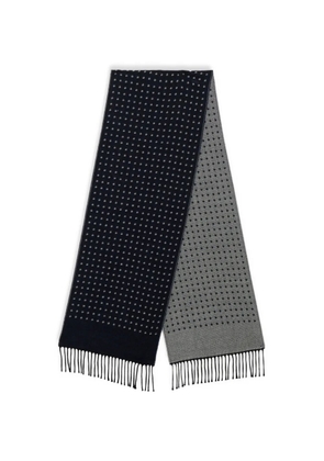 Brooks Brothers polka-dot fringed wool scarf - Blue
