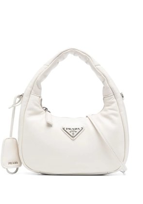 Prada logo-plaque padded tote bag - White