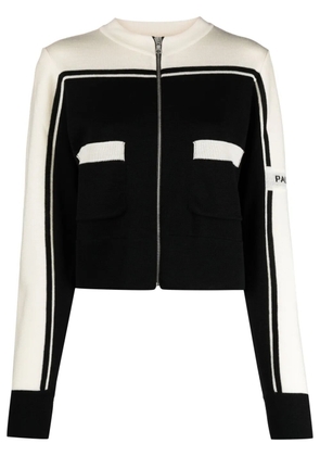 Palm Angels logo-intarsia wool zip cardigan - Black