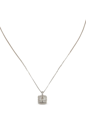 LB Exclusive platinum diamond square-pendant necklace - Silver