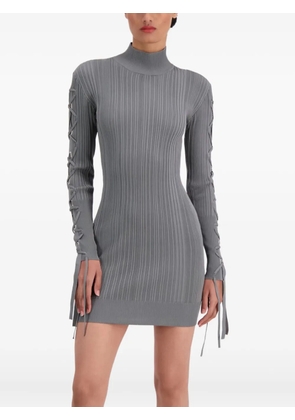 Hervé Léger ribbed tie-detail mini dress - Grey