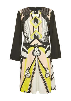 Cavalli Class print long-sleeve midi dress - Black