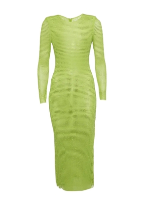 Self-Portrait studded mesh midi dress - Green