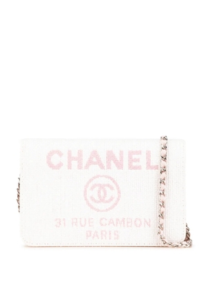 CHANEL Pre-Owned 2016-2017 Canvas Deauville Wallet On Chain crossbody bag - Pink