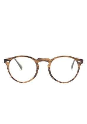 Oliver Peoples patterned round-frame glasses - Brown
