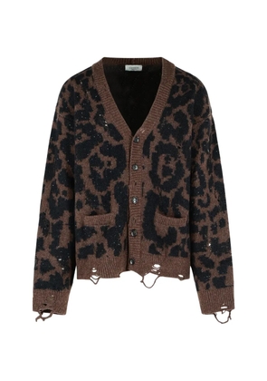 Laneus leopard-pattern cardigan - Brown