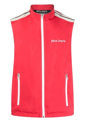 Palm Angels logo-print stripe-trim zipped gilet - Red