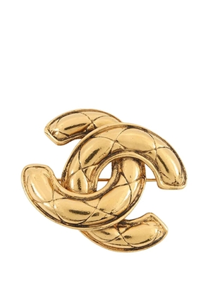 CHANEL Pre-Owned 1950-1970 Gold Plated CC Quilted Brooch costume brooch