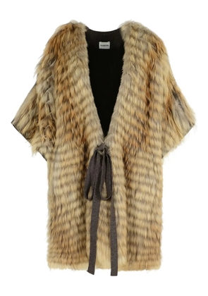 P.A.R.O.S.H. fur-trimmed wool coat - Brown